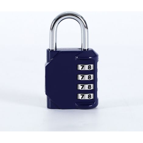 Cadenas à combinaison à 4 chiffres pour casiers de salle de sport, d'école, d'extérieur et du personnel, bleu royal (1/2)
