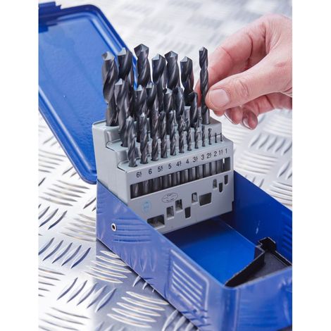 Juego de 25 brocas para metal Irwin HSS DIN-338, de 1,0 a 13,0 mm con incrementos de 0,5 mm. (1/3)