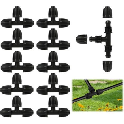 10 raccordi a T per tubo da giardino da 16 mm, adattatori a T, realizzati in plastica robusta, raccordi per irrigazione (raccordi a T) per giardini, agricoltura e serre - Crezuo