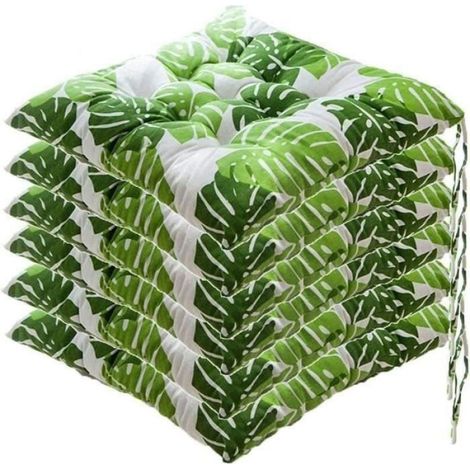 Galettes de Chaise - - Lot de 6 - 40x40 cm - Blanc - Coussins de Jardin - Extérieur (1/4)