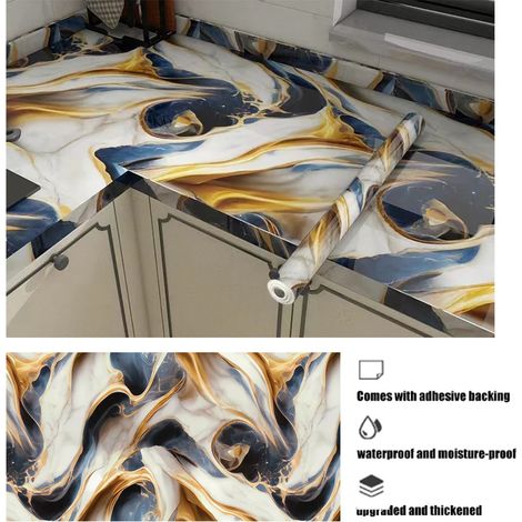 (40 cm x 3 m) Stickers de cuisine résistants à l'huile, papier peint imperméable auto-adhésif pour armoires et plaques de cuisson, décoration de salle de bain.