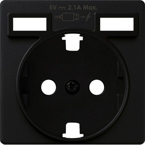 Simon 82 Concept  Tapa base enchufe schuko 2 USB 2.1A tipo A negro mate 8200049-098 (1/2)