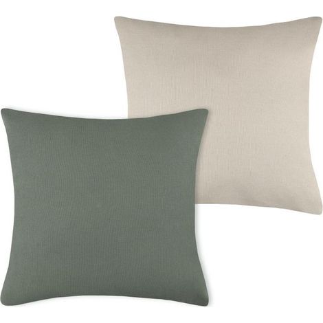 Cuscino DUO 50x50 cm, verde oliva, beige chiaro