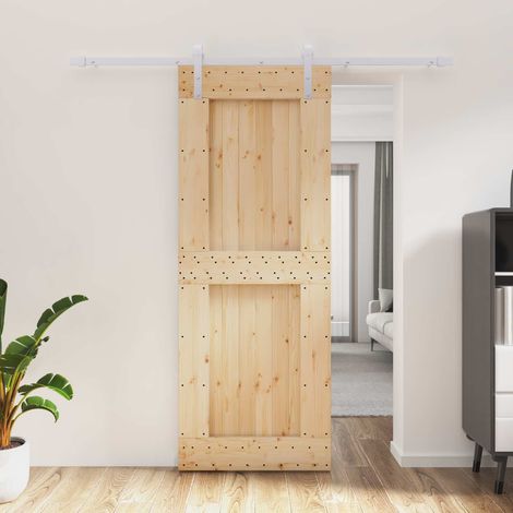 vidaXL Puerta Corredera Natural y Blanco 80 x 210 cm (1/5)