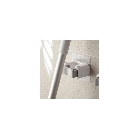 Support à balai avec pinces à ressort pour cuisine et salle de bain avec serpillère et fabriqué à partir de caoutchouc, ce qui le rend pratique pour le rangement (A)