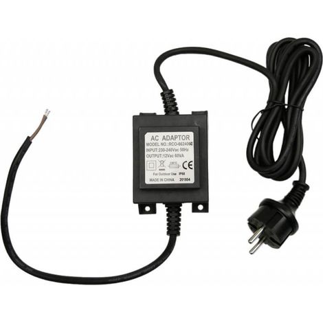 Desineo – Transformateur 30W 12V AC étanche IP68 – Alimentation pour éclairage extérieur – Pré-câblage 180 cm – Norme CE