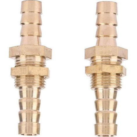 Raccord Tetine Arriv Gaz,2 pices Tuyau Barb En Laiton Cloison Raccord de Tuyau Coupleur Connecteur Adaptateur(8mm) (1/4)