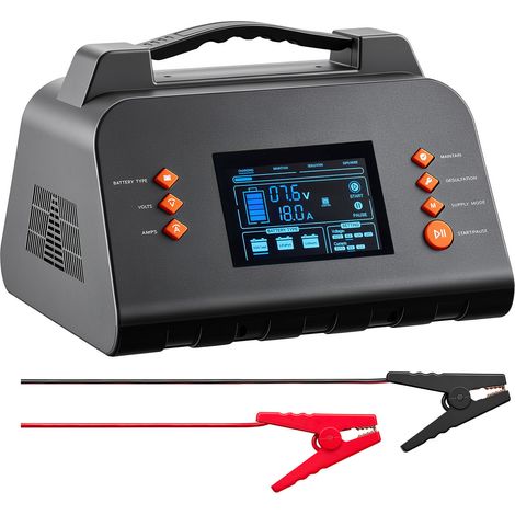 Mophorn Cargador de batería de coche 25A 6V 12V 24V para baterías de litio LiFePO4 y plomo-ácido, con pantalla LCD, 4 modos de carga, sistema de 7 etapas, ideal para vehículos, motocicletas (1/5)