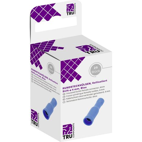 TRU COMPONENTS T1904C049 Rundsteckhülse 1.50 mm² 2.50 mm² Vollisoliert Blau 25 St. (1/2)