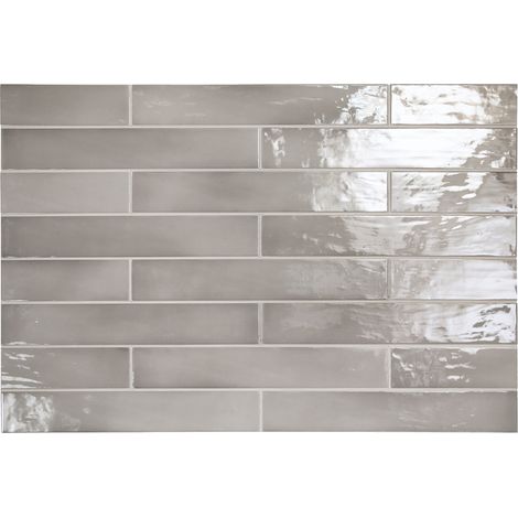 Faïence Effet Zellige Gris MANACOR 6,5x40 mercury grey (1m²) - Les Carreaux de Jean