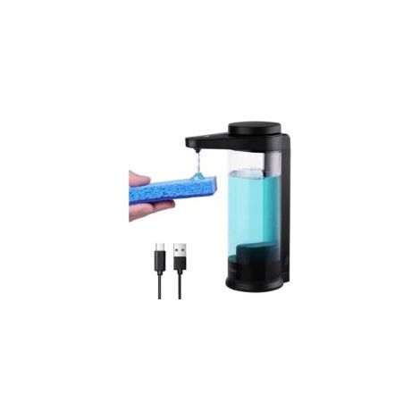 Automatischer, berührungsloser 500-ml-Flüssigseifenspender mit Wandhalterung, Schwarz - Crezuo