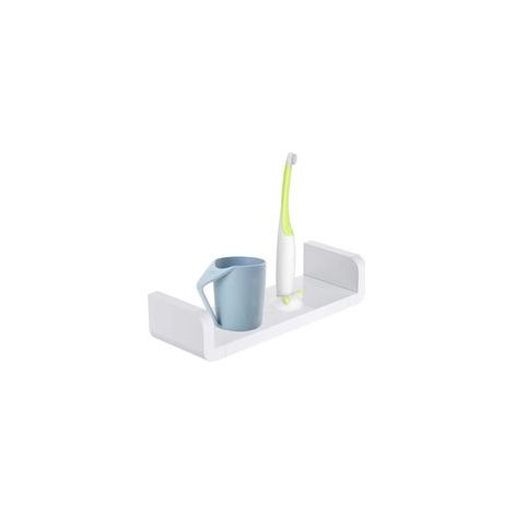 Wall Mount Étagères de Salle de Bain, Support de Rangement Mural Auto Adhésif sans Perçage, Étanche Ventouse Étagères Murales Flottante en Forme de U Fournitures de Douche 32x11x7CM