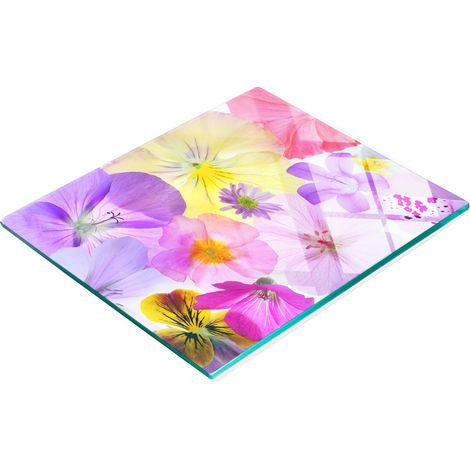 Tabla de servir de cocina de vidrio templado con estampado de pensamientos, 60x52 cm (1/5)