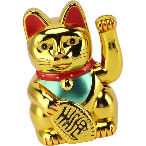 Lucky Fortune Cat 5-Zoll-Solar-Tischleuchte mit Wellenarm für Zuhause und Auto in Gold (1/5)