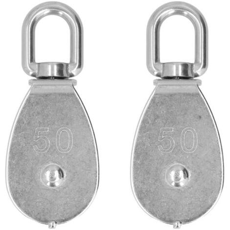 2 Pièces Poulie Simple de Levage en Acier Inoxydable, Roue de Remorquage avec Crochet M50 pour Câble Métallique (1/5)
