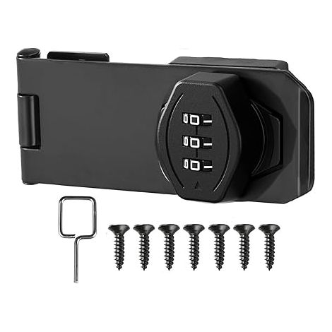 4 pouces Loquet Porte avec Serrure a Code, Verrou Porte Placard Serrure Armoire Serrure à Combinaison Verrou à Mot de Passe pour Portes, Fenêtres, Garages, Jardins, Salles de Bains noir (1/5)
