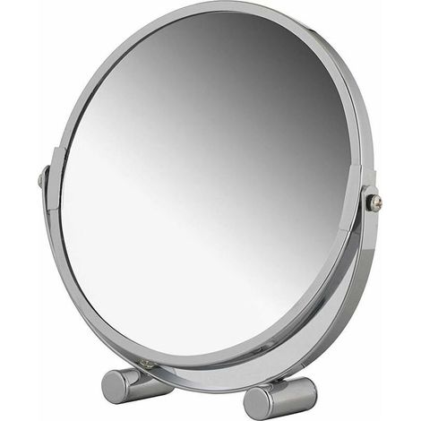 Miroir grossissant pivotant sur pied, miroir de courtoisie cosmétique portable en métal chromé avec grossissement jusqu'à 3x, miroir de maquillage rond double face, miroir de salle de ba (1/5)
