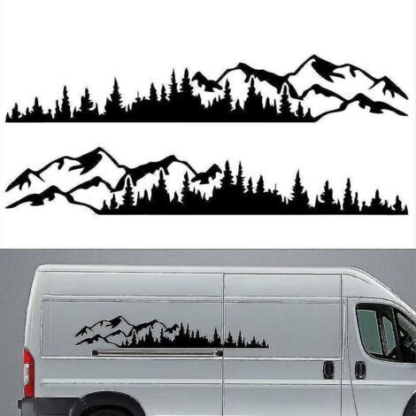 2 pièces autocollant de voiture montagne forêt vinyle voiture autocollant camion fenêtre pare-chocs voiture porte autocollant Kayak décoratif vinyle corps autocollant (1/5)