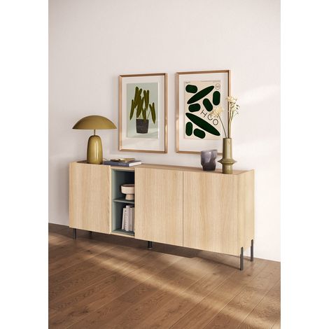 Buffet/bahut moderne 180 cm chêne linberg/olive Buddy (1/5)