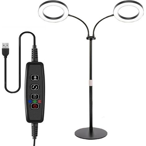 Lampe de Croissance LED Double Anneau Spectre Complet, Hauteur Réglable & Minuterie Automatique, 72 LEDs pour Plantes d'Intérieur (1/5)