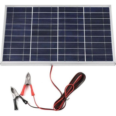 Panel solar de 12 V y 10 W, controlador portátil, kit de fuente de alimentación, pinzas de cocodrilo, generador solar recargable para exteriores, cargador solar para vehículos recreativos.