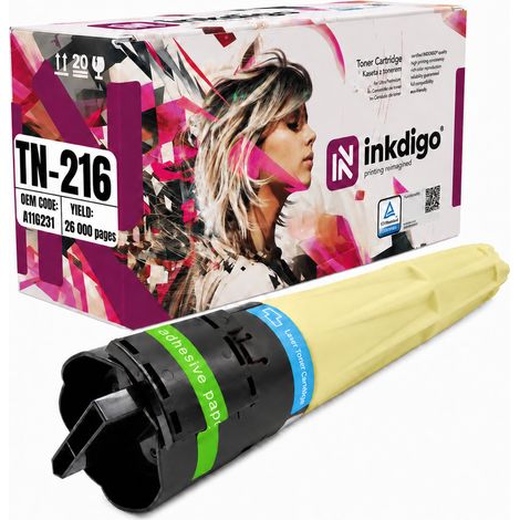 Toner Inkdigo TN216Y compatibile con Minolta Bizhub C220, certificato TÜV. (1/5)