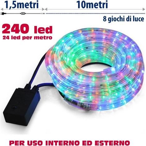 Trade Shop - WEIHNACHTSLICHTSCHLAUCH 10 METER MEHRFARBIG LED-CONTROLLER 8 FUNKTIONEN FÜR DEN AUSSENBEREICH - (1/4)