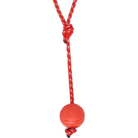 Pelota de goma con correa para la muñeca, ideal para mascotas, roja, pequeña, 1 unidad. (1/5)