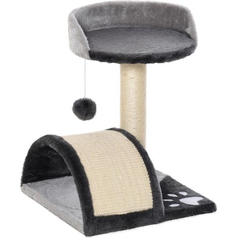Poste Rascador, Pelotas De Juego Y Postes Rascadores De Cuerda De Sisal, Árbol Para Gatos Estable, Gris, 35,5X37X46Cm (1/5)