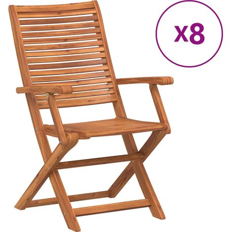 Sedie Giardino Pieghevoli 8 pz 57x66x95cm Legno Massello Acacia vidaXL