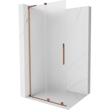 Mexen Velar L Duschwand zum Schieben Walk-in 90 x 200 cm, Frostglas 8 mm, Roségold - 871-090-003-33-60 (1/5)