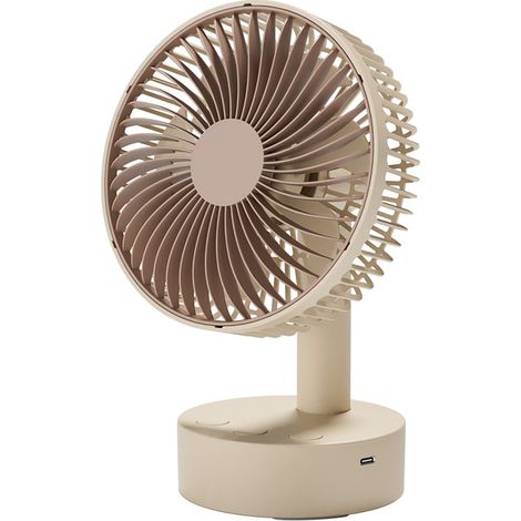 Ventilateur de table USB rechargeable 1800 mAh, 4 vitesses, oscillant, silencieux, avec minuterie 1-8h et nettoyage facile - Couleur beige (1/5)