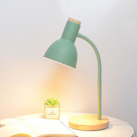Lampe de bureau LED créative de style nordique pour étudiants, dortoirs, lecture moderne au chevet du lit, à brancher, ampoule LED verte 5W à lumière chaude digne d'Instagram. (1/5)