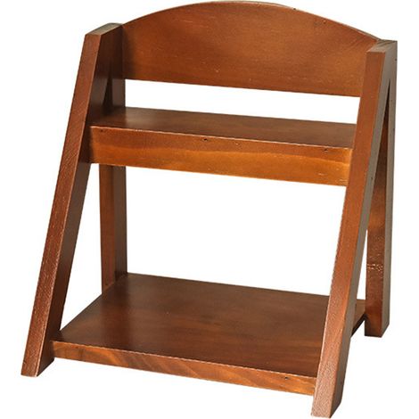 Bureau organisateur rétro esthétique étagère de rangement décor maison bois présentoir 2 niveaux livres plantes cosmétiques (1/5)