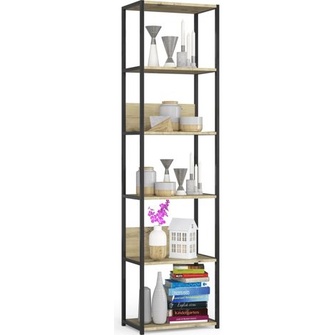 Scaffale stilo loft con ripiani in legno 50 cm Nera, Quercia Artisan 50x32x192 cm