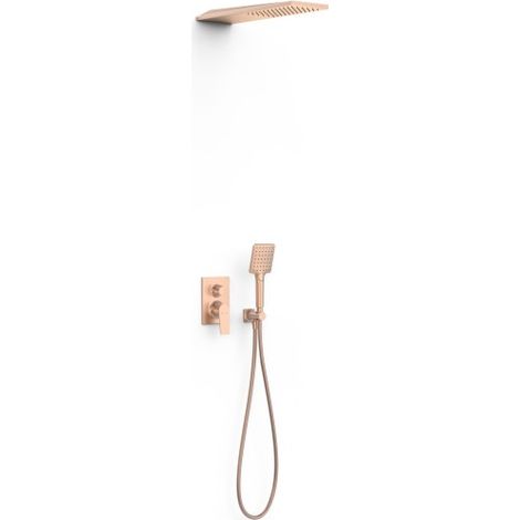 Kit mitigeur encastré 2 voies Rapid‑box pour douche Project Or Rose Mat 24K - TRES 22138005OPM