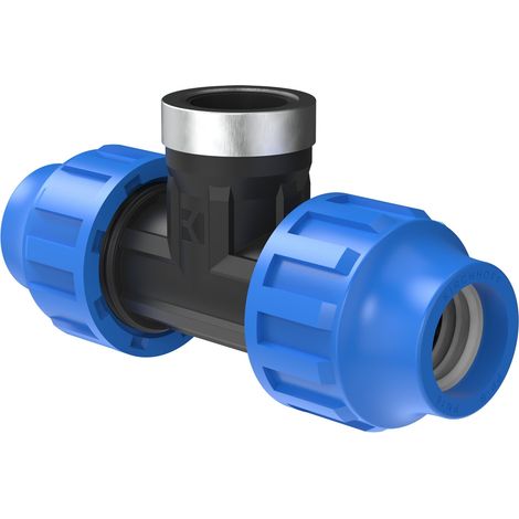 PP T-Stück, 32 mm x 3/4"IG x 32 mm, Klemmfitting für HDPE (1/4)