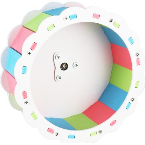 Roue de hamster silencieuse en forme de tournesol, assemblage à vis en PVC pour animaux de compagnie, course à pied pour le sport, trois couleurs, bleu ciel et rose Sakura, vert pomme, 13 cm (1/5)