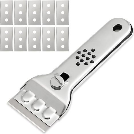 Grattoir multi-surfaces, outil de nettoyage pour verre, vitres, carrelage et métal, idéal pour les plaques de cuisson, les fenêtres, le décapage de peinture et l'élimination des résidus de colle, arge (1/5)