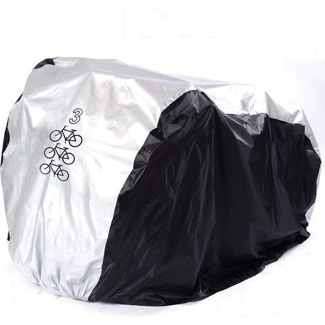 Housse de vélo pour 2 vélos Bike Housse Trois vélos 190T Nylon étanche Bache Velo Exterieur Portable Bache Protection Velo Housse Multi vélo extérieur, Anti-poussière, Protection Pluie et UV