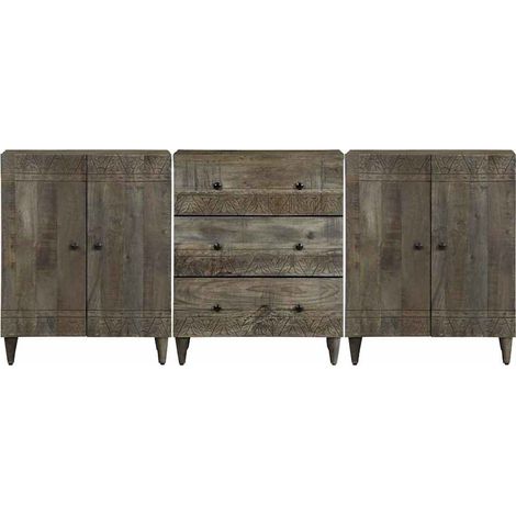Maison Exclusive - Buffets 3 pcs gris clair 60x33,5x75 cm bois de manguier massif