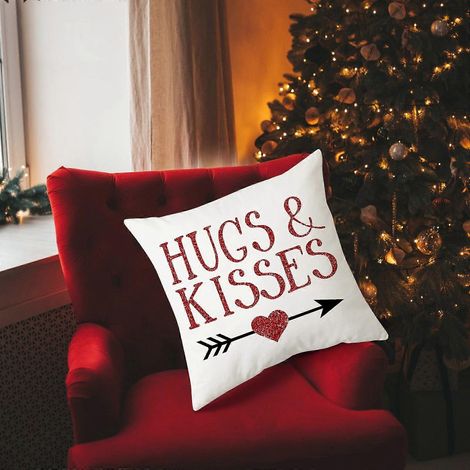 Housse de coussin artistique pour la Saint-Valentin - 45 x 45 cm, tissu effet peau de pêche - Décoration pour canapé et fauteuil (1/4)