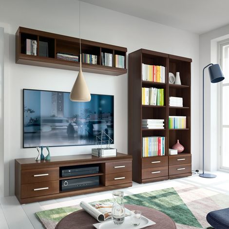 Wohnwand Wohnzimmer Nussbaum IMPERIA-129 (1/5)