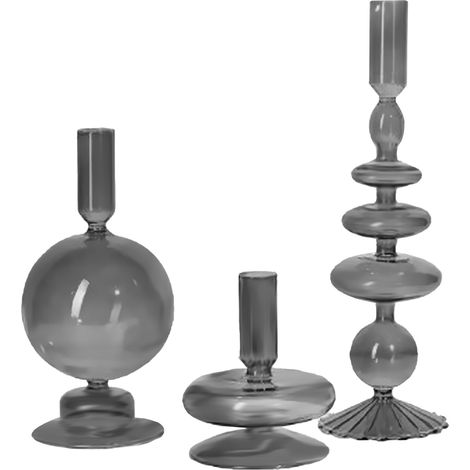 Portavelas de cristal romántico de estilo europeo – Gris claro – Decoración artística para bodas y cenas a la luz de las velas – 1 unidad (1/5)