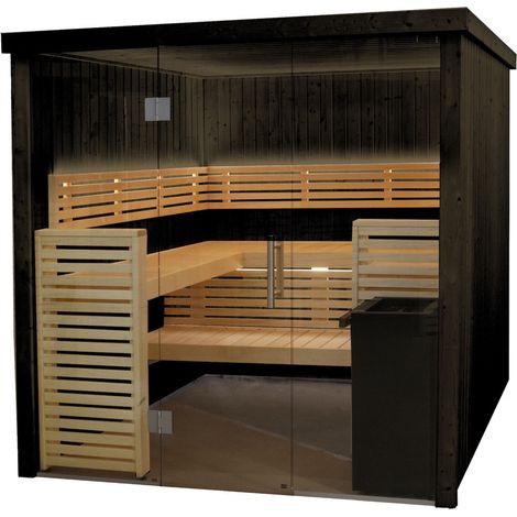 Harvia Fenix 2020S Sauna Saunakabine aus Fichte schwarz Indoor-Sauna 206 x 203 x 201 cm (1/5)