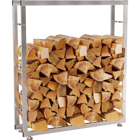 Mensola porta legna, supporto legna da camino 125x100x25 cm in acciaio inox 100003547