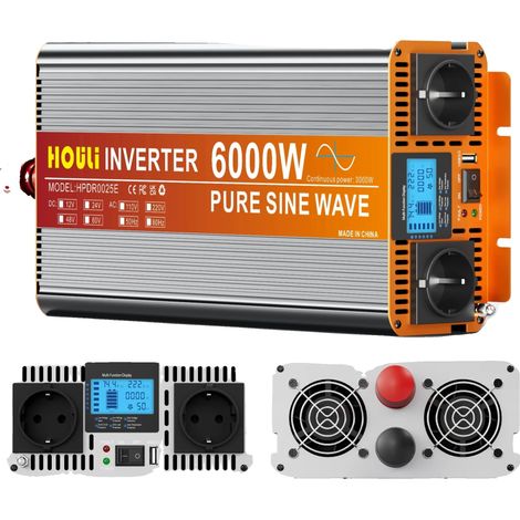 Onduleur Solaire, Onde Sinusoïdale Pure, Télécommande, 6000W-a, Europe-c, 12V-a, 220V-c (1/2)