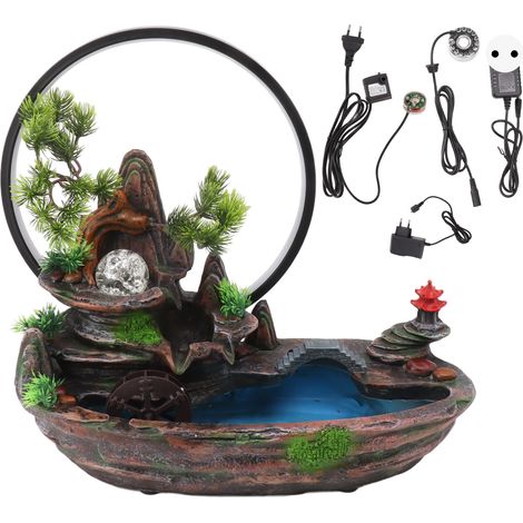 Rocaille fontaine à eau décorative intérieure avec lampe et atomiseur, ornement Feng Shui, 100V-240V prise UE (1/5)