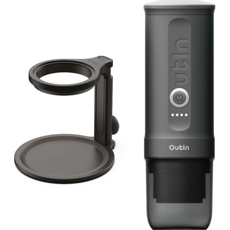 Kit OutIn Nano Machine à Expresso Électrique Portable + Support Universel - Gris Sidéral - Camping, Voyage