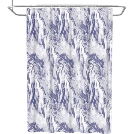 Cortina de ducha con textura artística, tejido impermeable y lavable, antimoho, con banda de peso, 180 x 180 cm, color azul (1/5)
